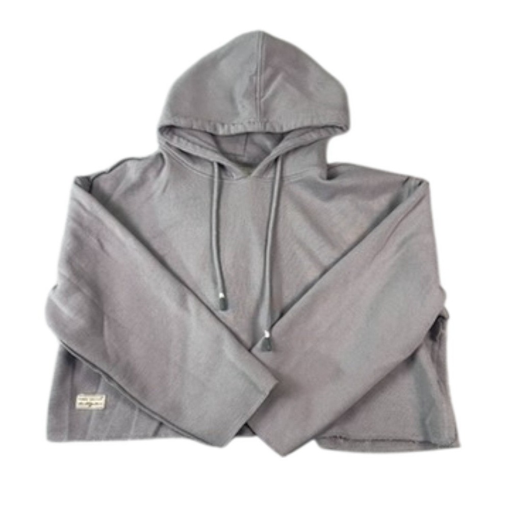 Simply Southern Cropped Hoodie Gray Pullover Sweatshirt Size M